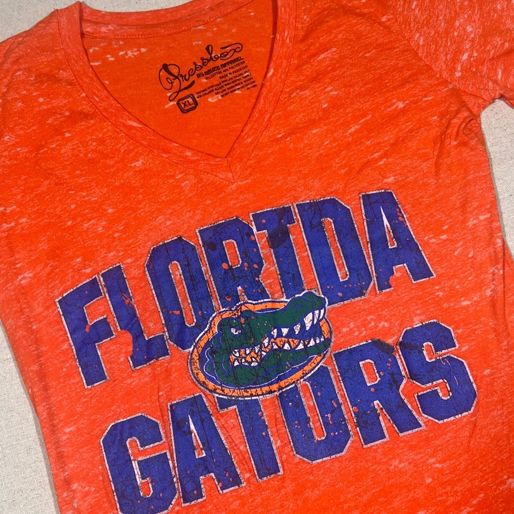 Pressbox Florida‎ Gators Orange V-Neck T-Shirt Women's XL College Apparel